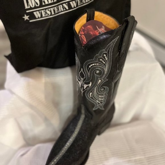 Los Altos Exotic Black Boots Genuine Stingray Skin
